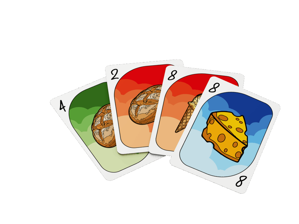 logique d'empilement de jeu avec images des cartes nutrino